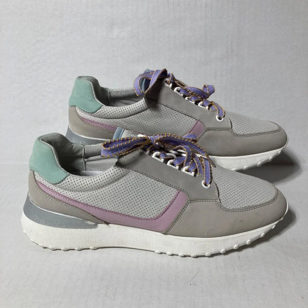NWOB Bull boxer Women's Caroline Sneaker‎ Shoes Grey Green Pink size 10 M